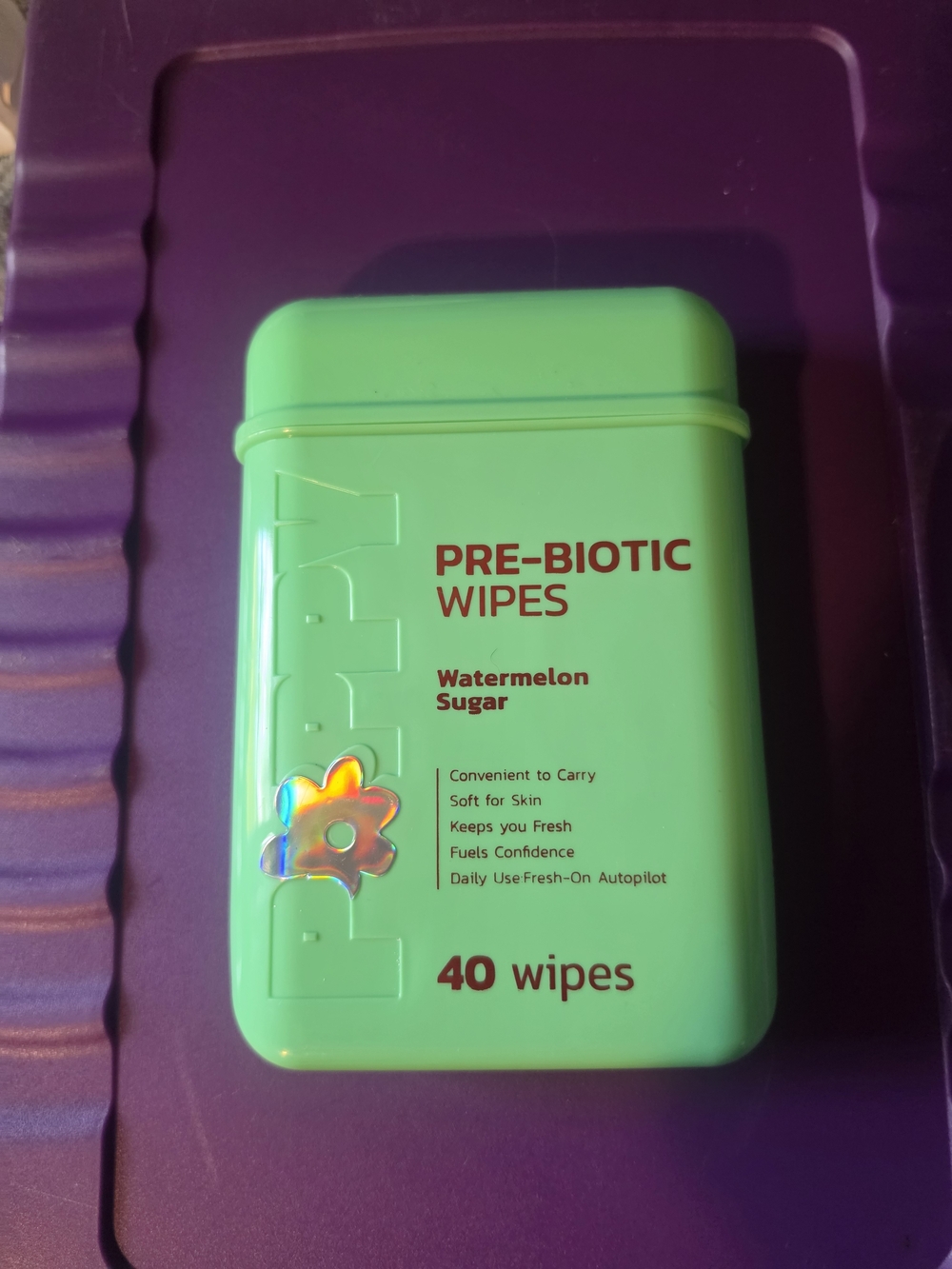 Poppy Pre-Biotic Wipes — Green Portable Feminine Wipes (40 wipes)